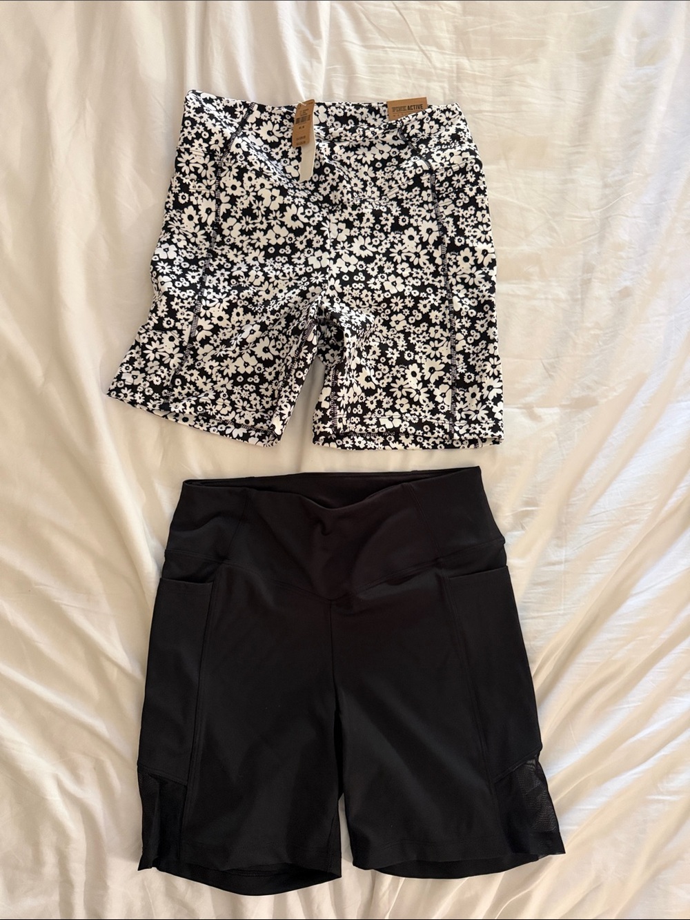 PINK Victoria's Secret Black and White Floral Athletic Shorts Set